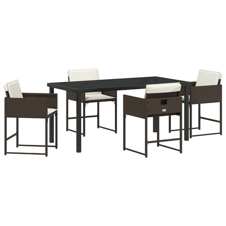 Garden Dining Set 5 pcs Brown Poly Rattan