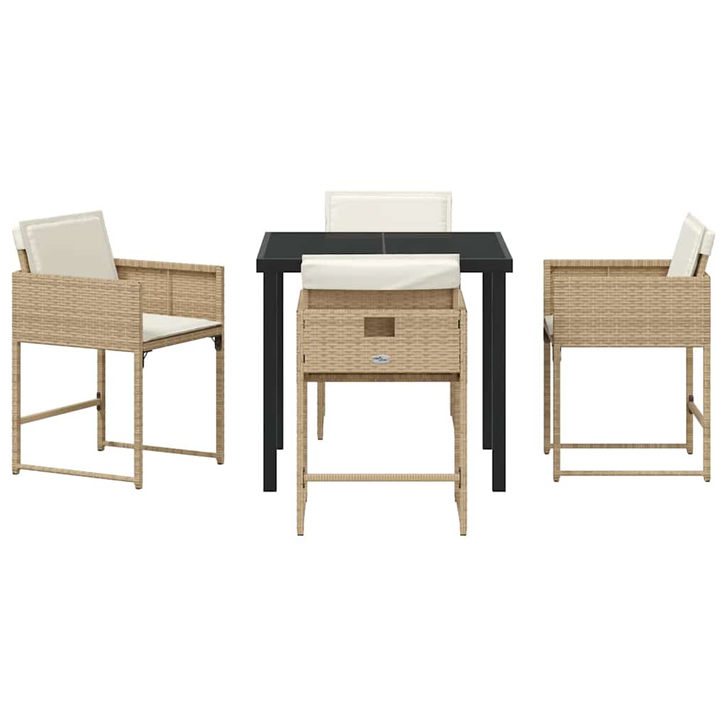 Garden Dining Set 5 pcs Beige Poly Rattan
