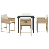 Garden Dining Set 5 pcs Beige Poly Rattan