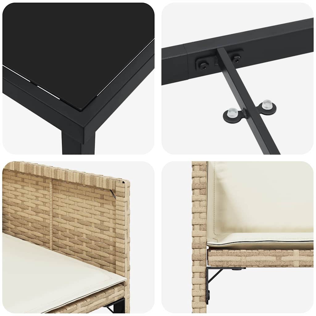 Garden Dining Set 9 pcs Beige Poly Rattan