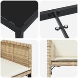 Garden Dining Set 9 pcs Beige Poly Rattan