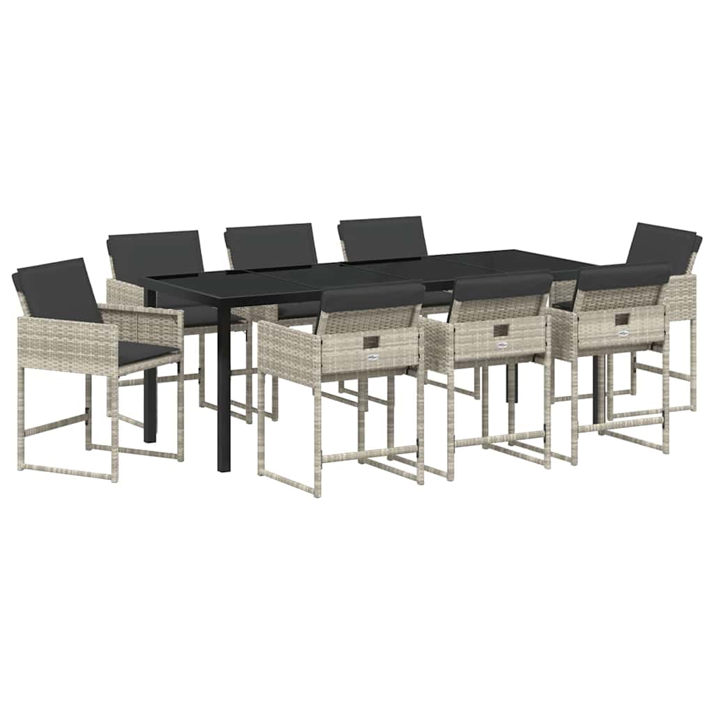 Garden Dining Set 9 pcs Light Grey Poly Rattan