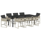 Garden Dining Set 9 pcs Light Grey Poly Rattan