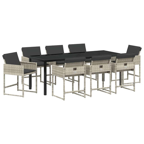 Garden Dining Set 9 pcs Light Grey Poly Rattan