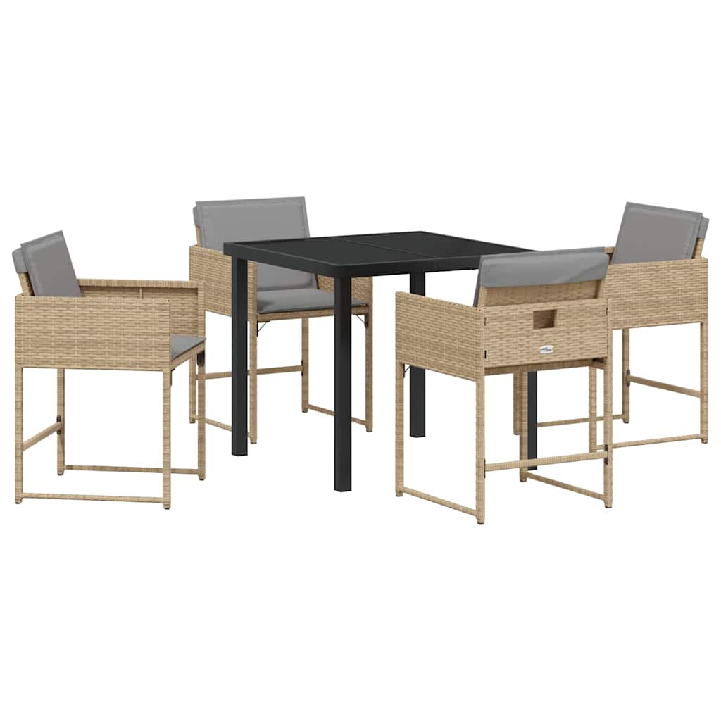 Garden Dining Set 5 pcs Beige Poly Rattan