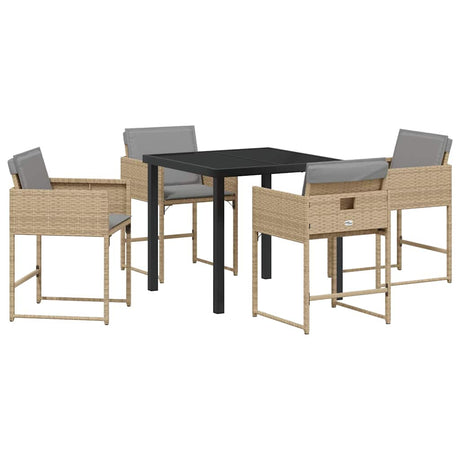 Garden Dining Set 5 pcs Beige Poly Rattan