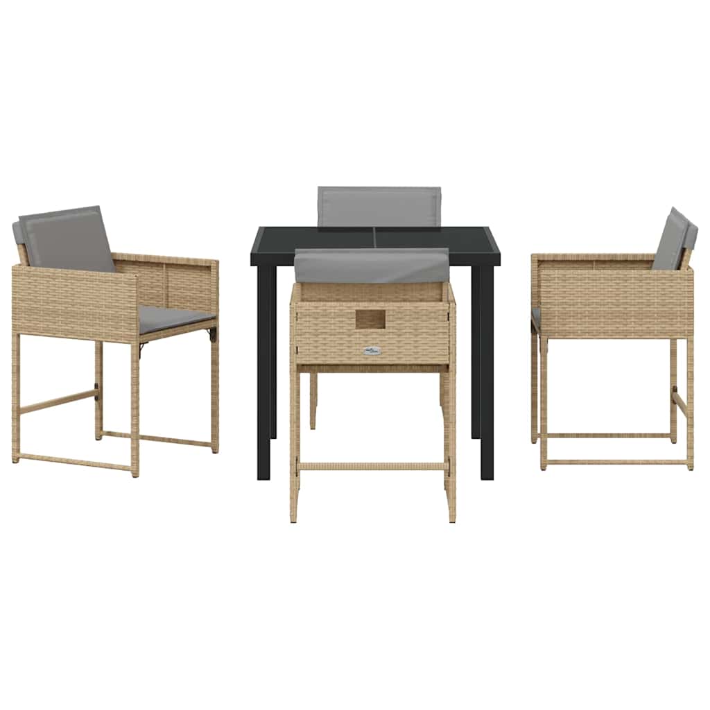 Garden Dining Set 5 pcs Beige Poly Rattan