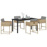 Garden Dining Set 5 pcs Beige Poly Rattan