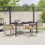 Garden Dining Set 5 pcs Beige Poly Rattan