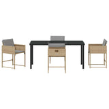Garden Dining Set 5 pcs Beige Poly Rattan