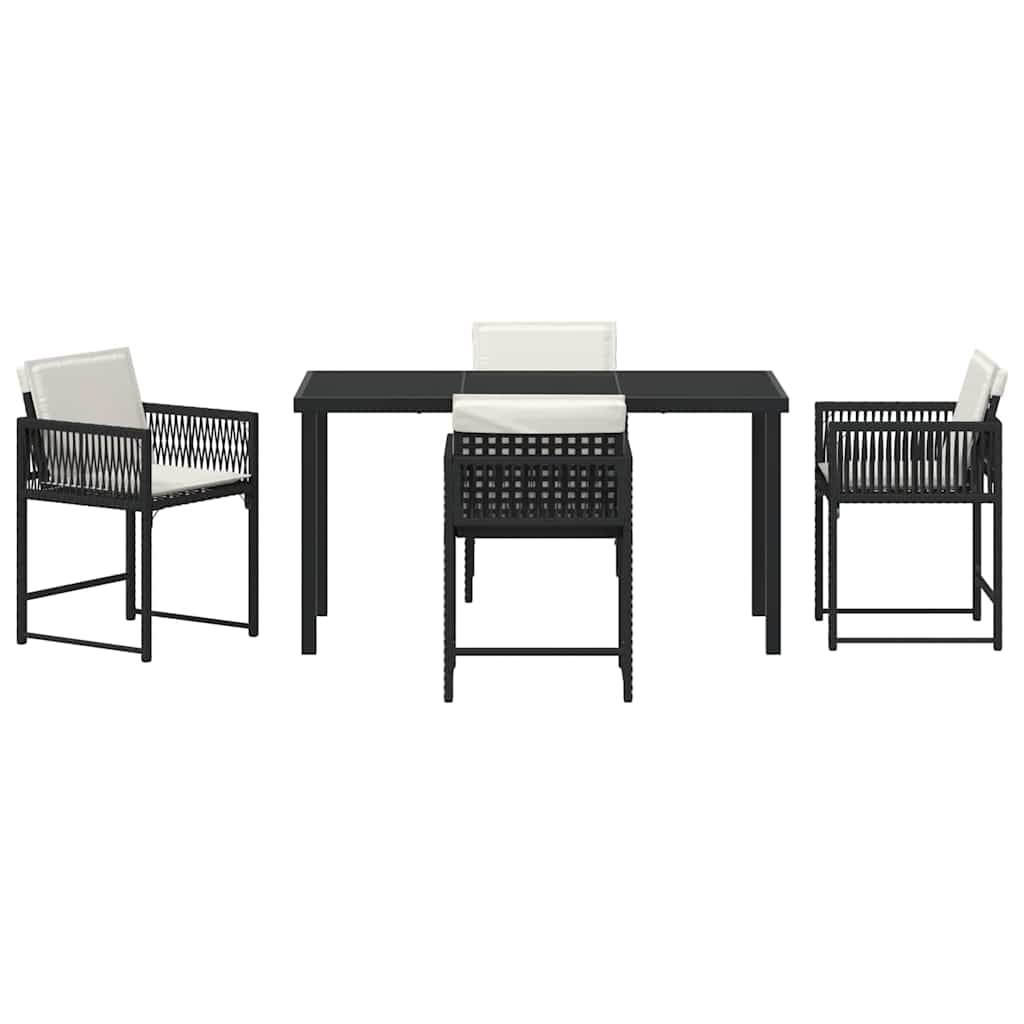 Garden Dining Set 5 pcs Black Poly Rattan