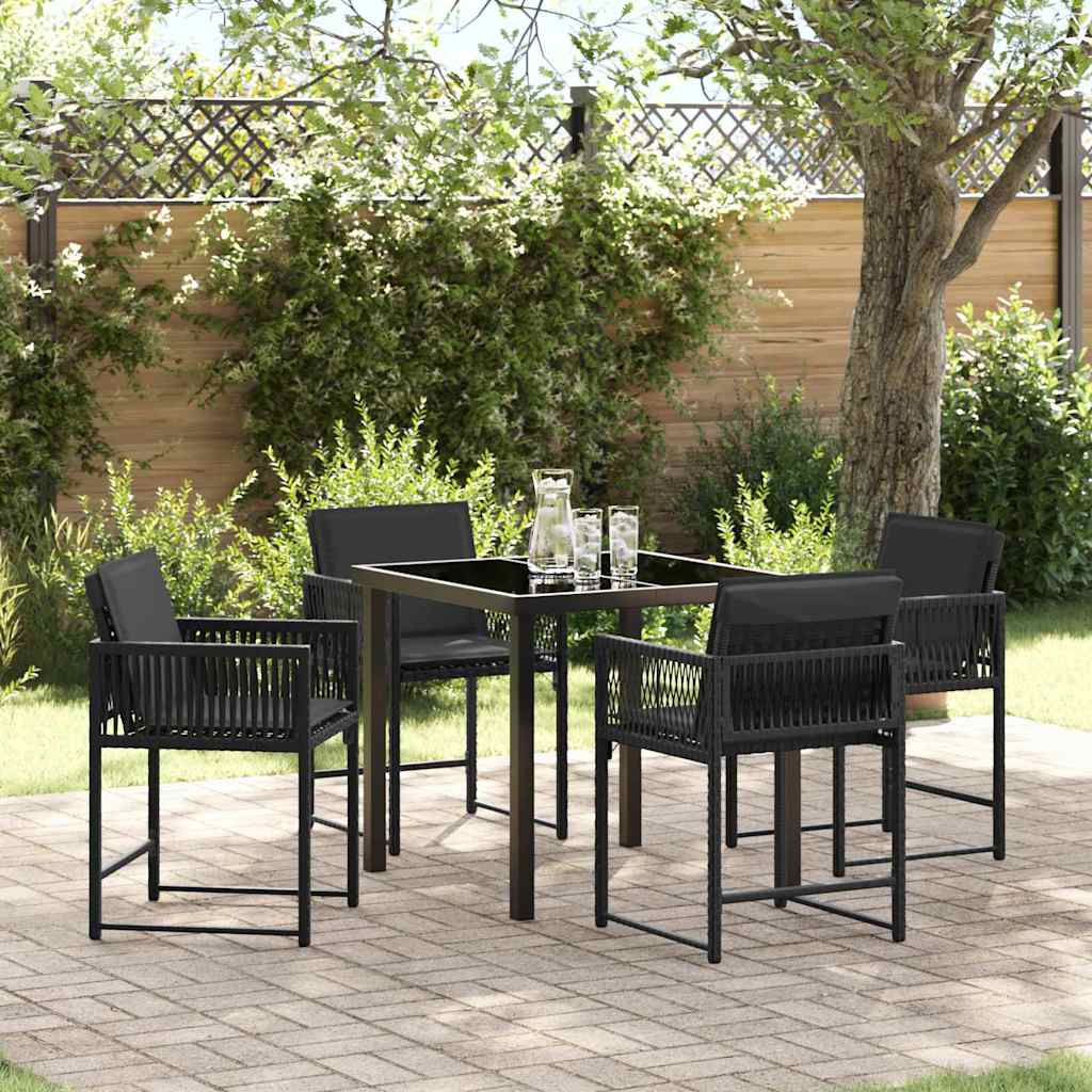 Garden Dining Set 5 pcs Black Poly Rattan