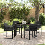 Garden Dining Set 5 pcs Black Poly Rattan