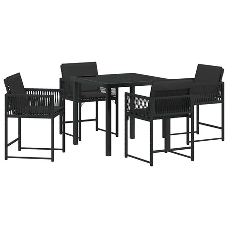 Garden Dining Set 5 pcs Black Poly Rattan