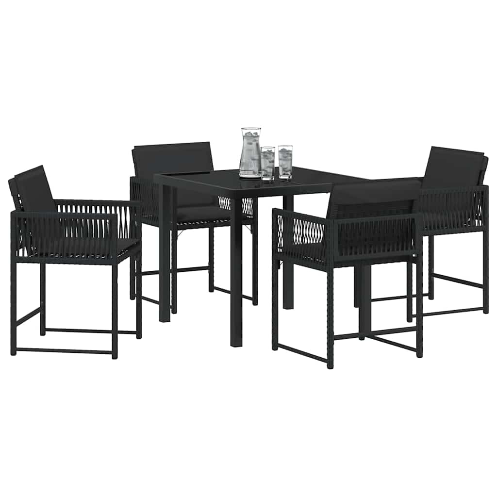 Garden Dining Set 5 pcs Black Poly Rattan