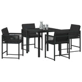 Garden Dining Set 5 pcs Black Poly Rattan