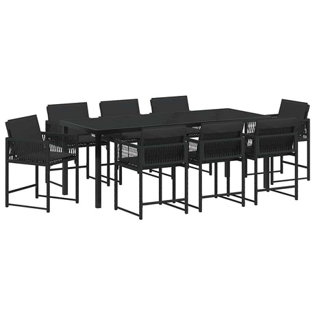 Garden Dining Set 9 pcs Black Poly Rattan
