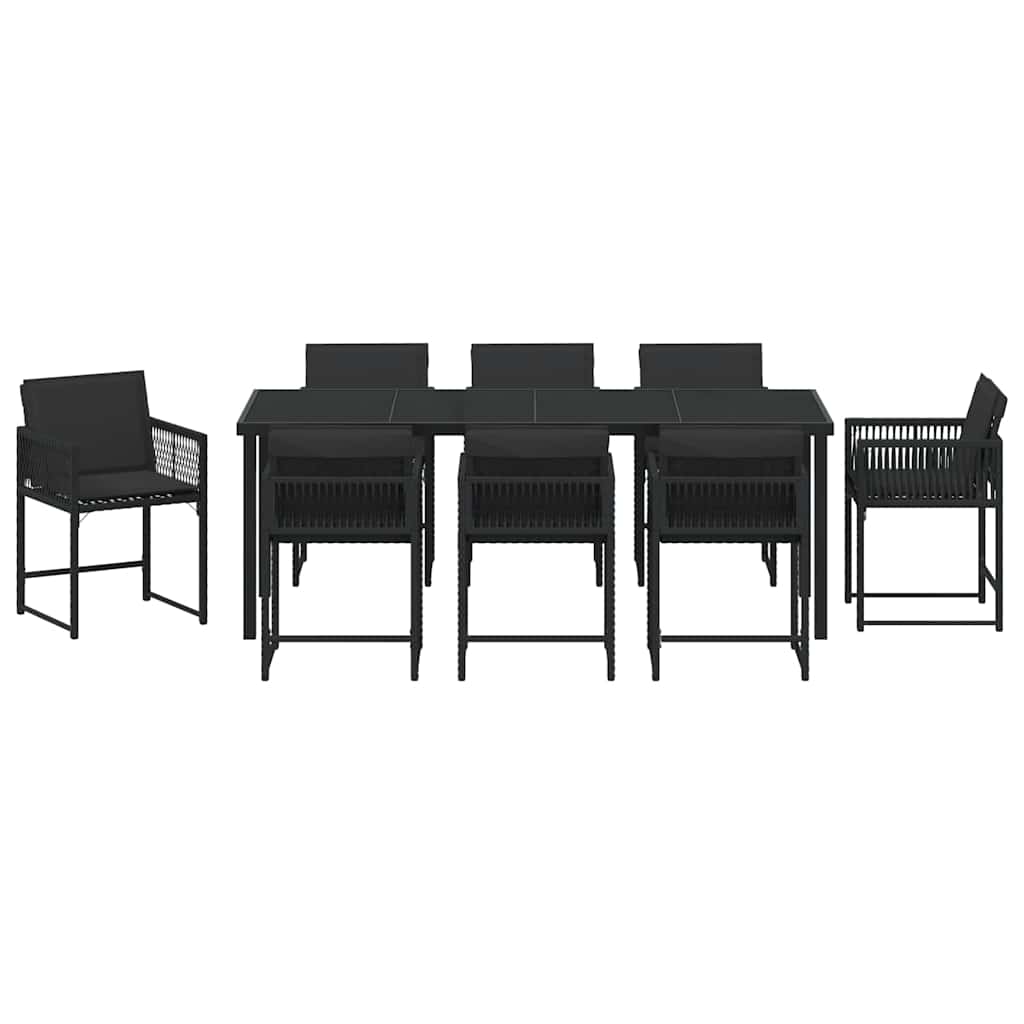 Garden Dining Set 9 pcs Black Poly Rattan