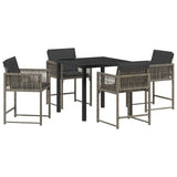 Garden Dining Set 5 pcs Grey Poly Rattan