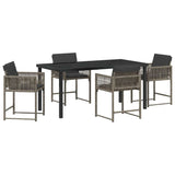 Garden Dining Set 5 pcs Grey Poly Rattan