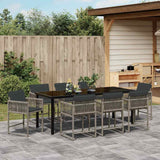 Garden Dining Set 9 pcs Grey Poly Rattan