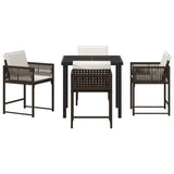 Garden Dining Set 5 pcs Brown Poly Rattan