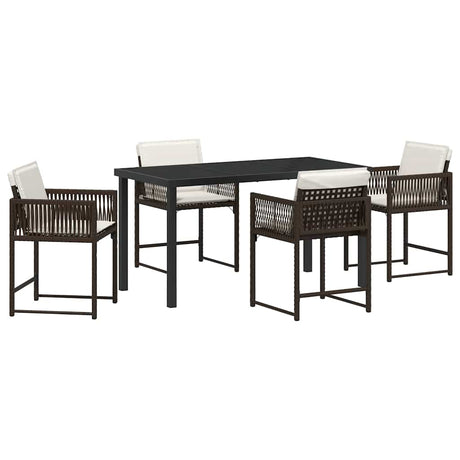 Garden Dining Set 5 pcs Brown Poly Rattan