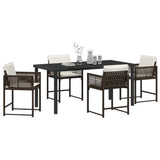 Garden Dining Set 5 pcs Brown Poly Rattan