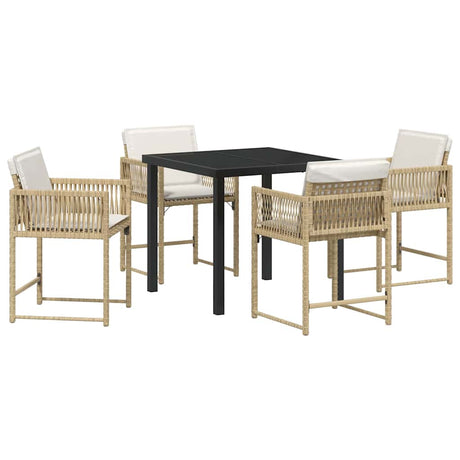 Garden Dining Set 5 pcs Beige Poly Rattan