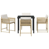 Garden Dining Set 5 pcs Beige Poly Rattan