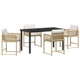 Garden Dining Set 5 pcs Beige Poly Rattan