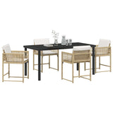 Garden Dining Set 5 pcs Beige Poly Rattan