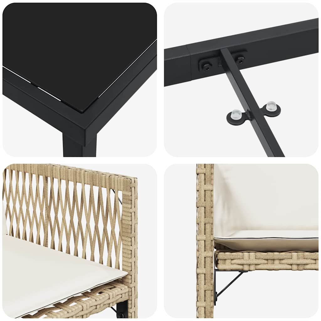 Garden Dining Set 9 pcs Beige Poly Rattan