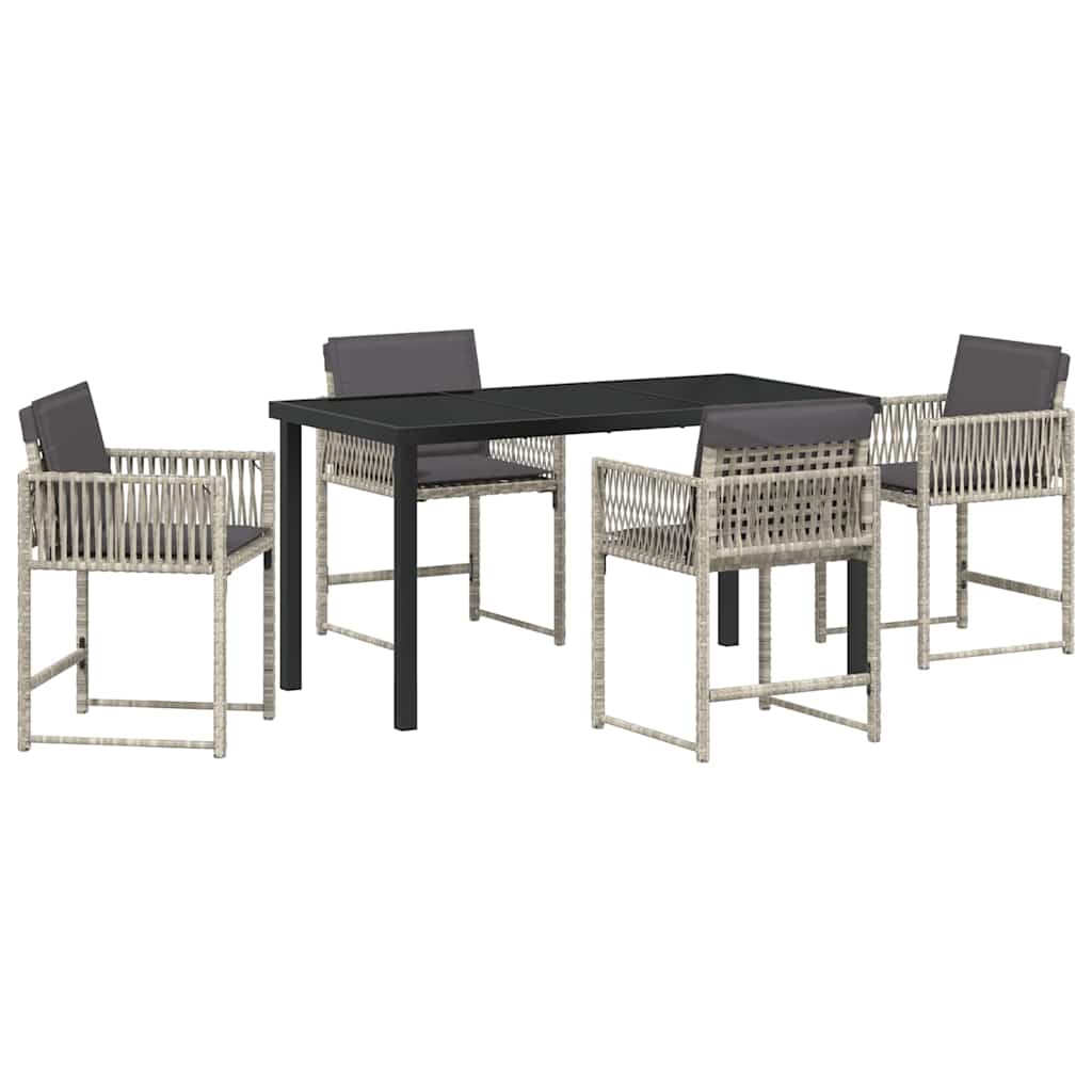 Garden Dining Set 5 pcs Light Grey Poly Rattan