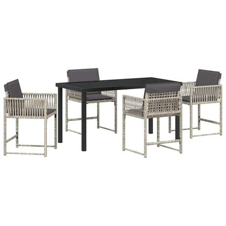 Garden Dining Set 5 pcs Light Grey Poly Rattan