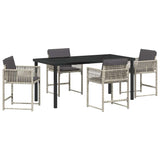 Garden Dining Set 5 pcs Light Grey Poly Rattan