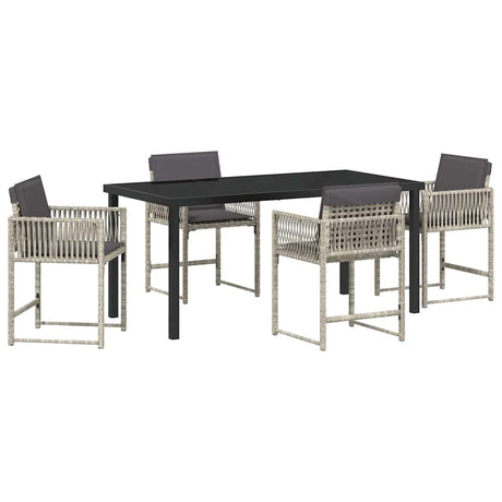 Garden Dining Set 5 pcs Light Grey Poly Rattan