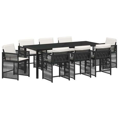 Garden Dining Set 9 pcs Black Poly Rattan