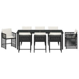 Garden Dining Set 9 pcs Black Poly Rattan