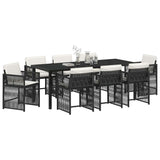 Garden Dining Set 9 pcs Black Poly Rattan
