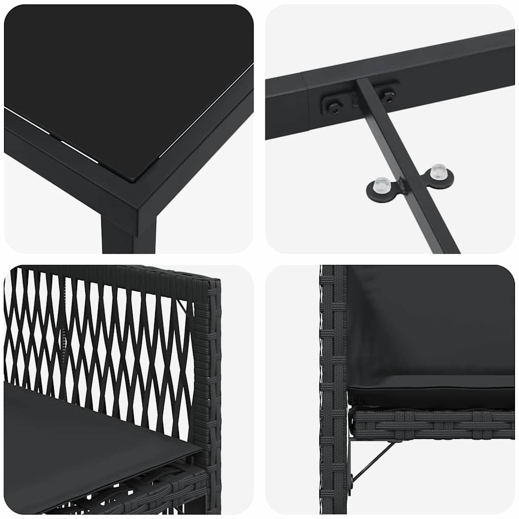 Garden Dining Set 9 pcs Black Poly Rattan