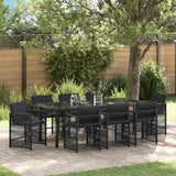 Garden Dining Set 9 pcs Black Poly Rattan
