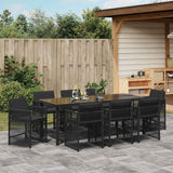 Garden Dining Set 9 pcs Black Poly Rattan