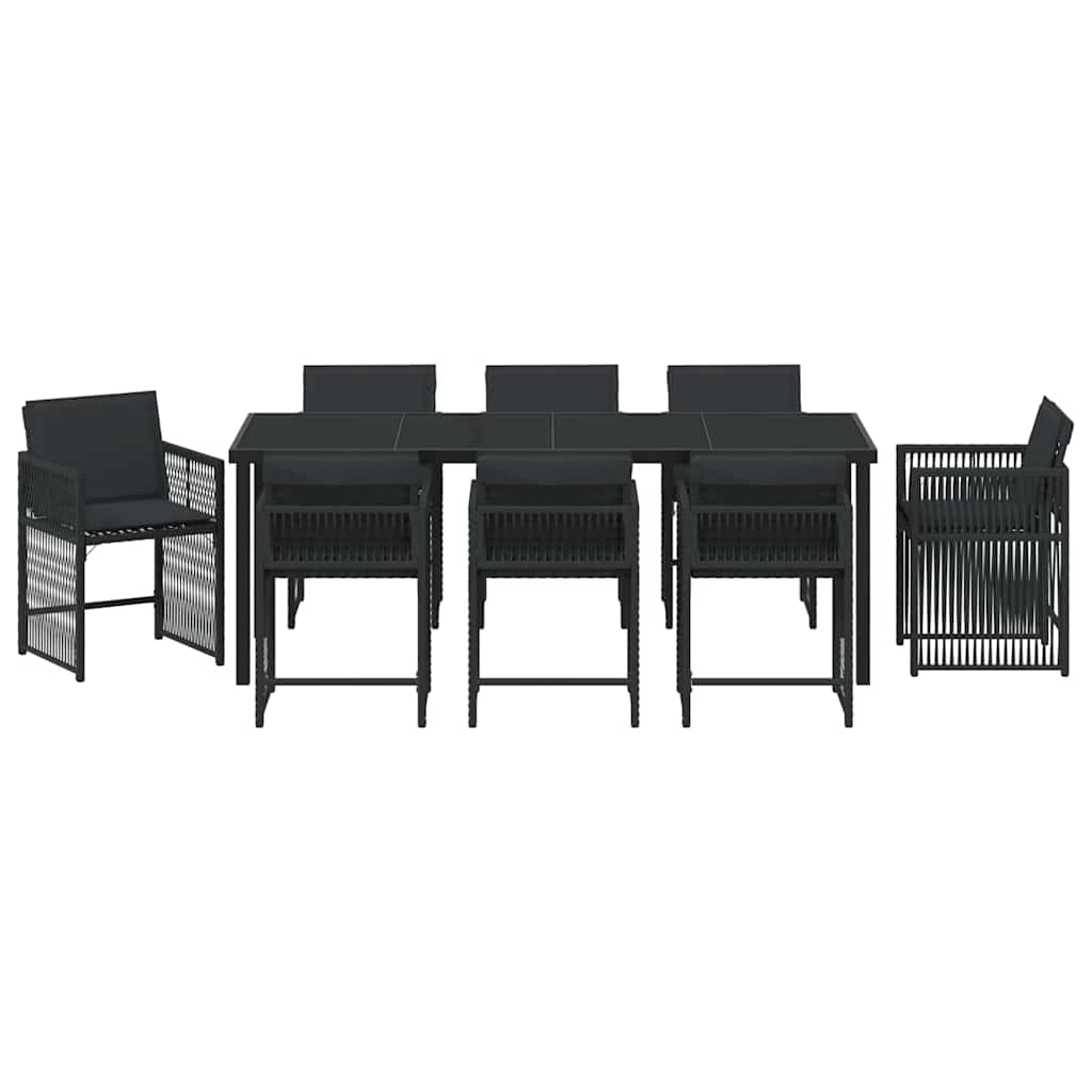 Garden Dining Set 9 pcs Black Poly Rattan