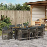 Garden Dining Set 9 pcs Grey Poly Rattan