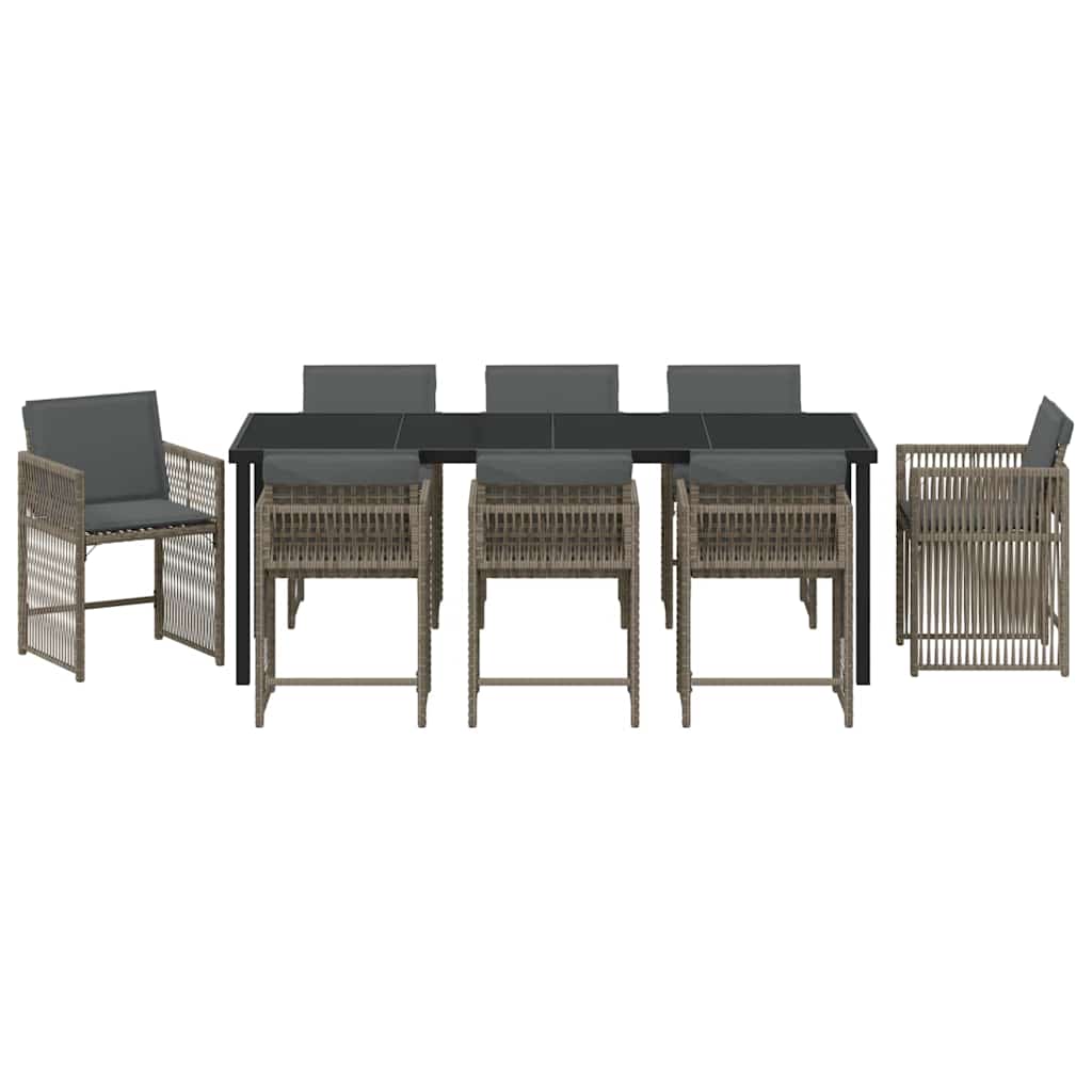 Garden Dining Set 9 pcs Grey Poly Rattan