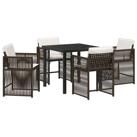 Garden Dining Set 5 pcs Brown Poly Rattan