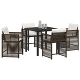 Garden Dining Set 5 pcs Brown Poly Rattan