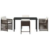 Garden Dining Set 5 pcs Brown Poly Rattan