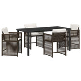 Garden Dining Set 5 pcs Brown Poly Rattan